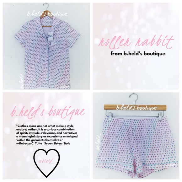 Roller Rabbit Disco Hearts Polo Pajamas in Lilac Size Small S Brand New NWT - Picture 1 of 14